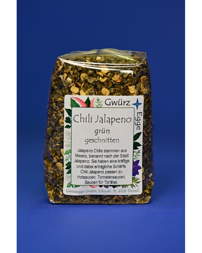 Chili Jalapeno grün (leicht scharf) gehackt 50gr